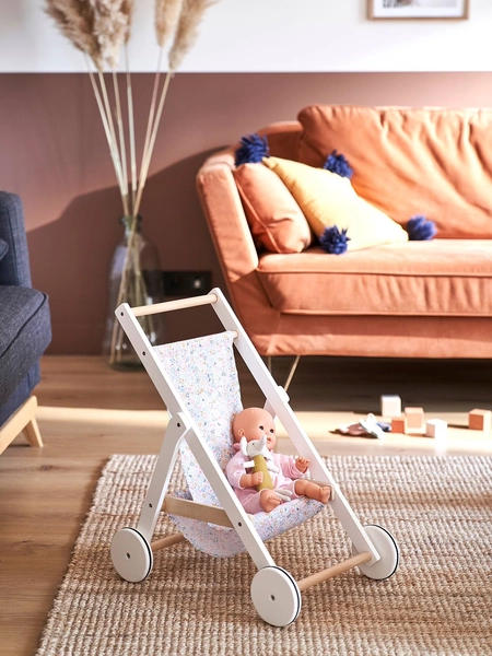 Wooden Pushchair for Dolls - Wood FSC® Certified - wood/white, Toys | Vertbaudet