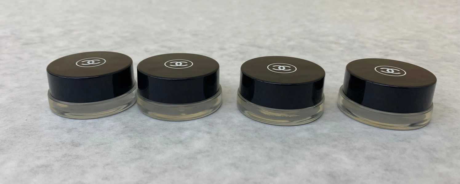 (Lot of 4) Chanel Luxury Glass Dram Makeup / Skincare Travel Glass Jar 0.25oz ea