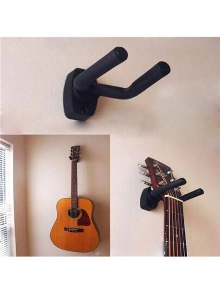 1 Piece Stylish Black Guitar Wall Mount - Space-Saving Original Sound And Bass Mount, Easy To Install, Durable ABS Material To Ergonomically Design To Firmly Display All Sizes Of Guitars, Guitar Storage Solutions | Minimalist Guitar Rack | Durable ABS Resin, Guitar Accessories