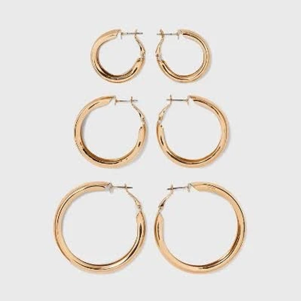 Wild Fable Women's Wide Hoop Earring Set (3pc)