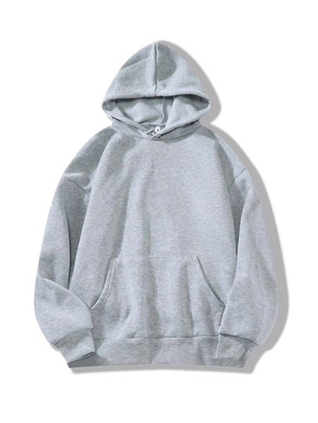 INAWLY Solid Kangaroo Pocket Thermal Lined Hoodie,Long Sleeve Tops