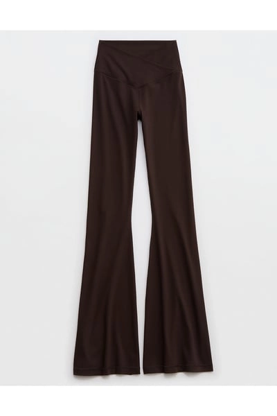 OFFLINE By Aerie Real Me High Waisted Crossover Flare Legging Women's Deep Earth XS Long