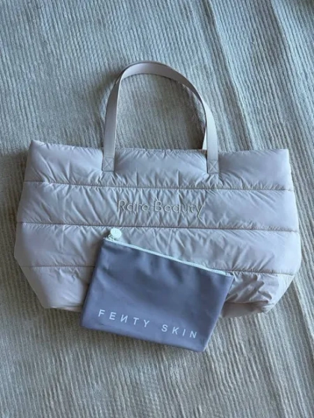 Rare Beauty tote & Fenty Skin makeup bag bundle1