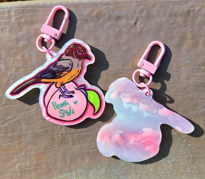 Pearlescent Peach Soda Exclusive Siberian Jay Keychain
