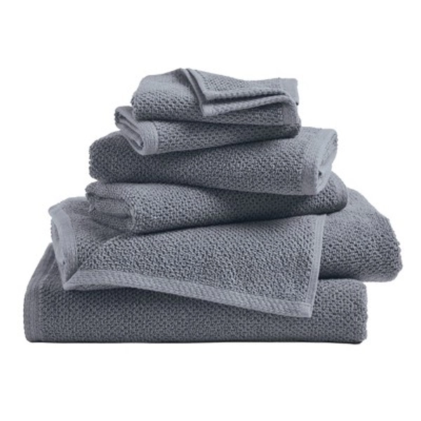 Cotton Quick Dry Loop Textured Bath Towel - Great Bay Home (Chambray Blue, 6-Piece Set)