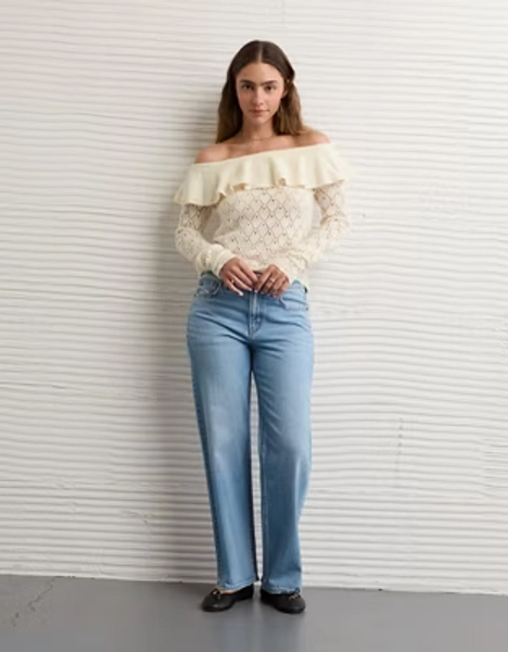 AE Ruffle Off-The-Shoulder Sweater