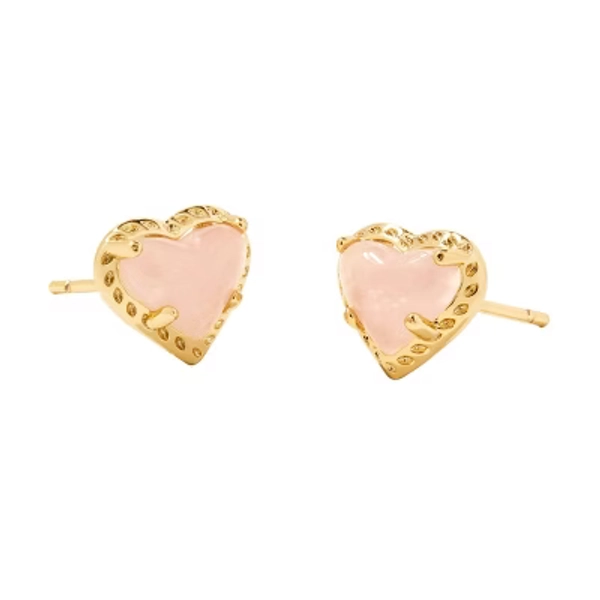 Kendra Scott Anna 14K Gold Over Brass Stud Earrings - Rose Quartz