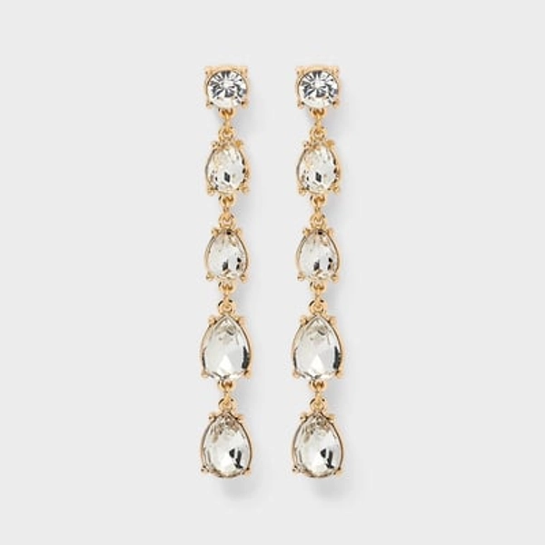 Teardrop Stone Linear Earrings - A New Day™ Gold
