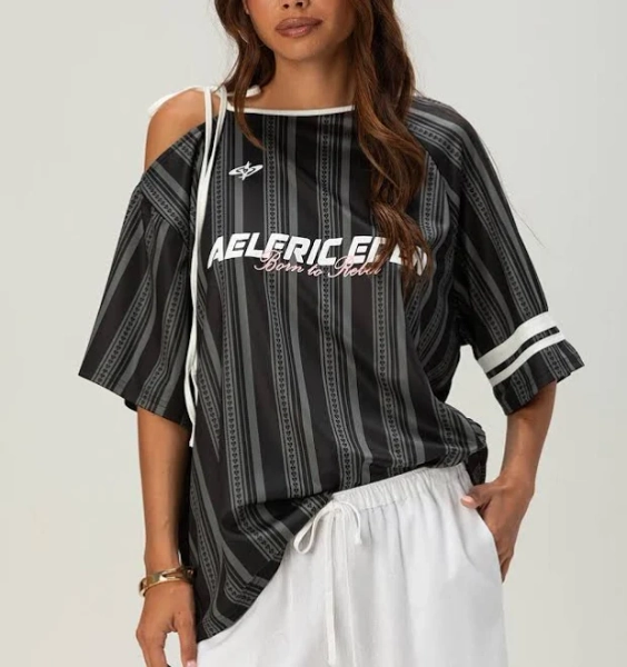 Aelfric Eden Stripe Womens Oversized Top - Black - Size: Small