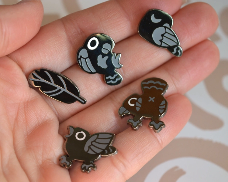 RESTOCKED! Mini Crow Enamel Pins / Filler Pins
