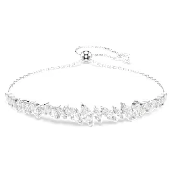 Mesmera bracelet, Marquise cut, White, Rhodium plated