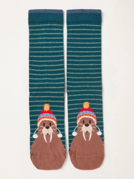 Teal Blue Walrus Toe Socks