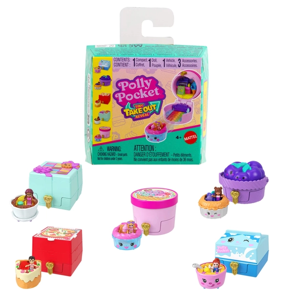 Polly Pocket Tiny Take Out Reveal Assortment, Micro Dolls & Compacts with Toy Cars, Food Theme Vehicle Collection - Walmart.com