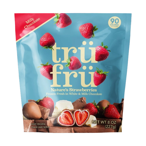 Tru Fru Frozen Strawberries in Milk & White Chocolate, 8oz