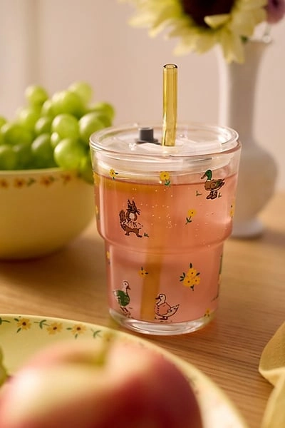 Claire Party Animals To-Go Glass Tumbler Cup in Party Animals at Urban Outfitters