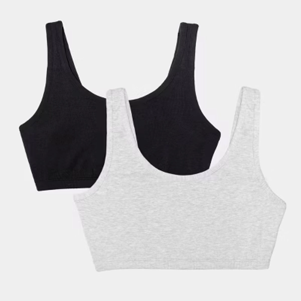 Fruit of the Loom Women's Unbelievably Soft Cotton Tank Style Sports Bra 2pk - Black/Heather Gray XL