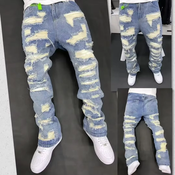 Vintage American Style Jeans High Street Tear Wear Resistant Clean Fit Denim Pants Hip Hop Culture History Inspirated - AliExpress 200000343
