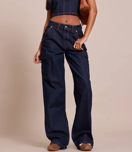 Women's Tall Wide Leg Cargo Jeans