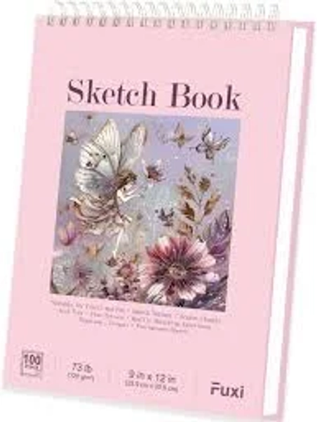 Pink Sketchbook 9x12 Cute Spiral Drawing Pad 100 Sheets for Teens Kids Girls