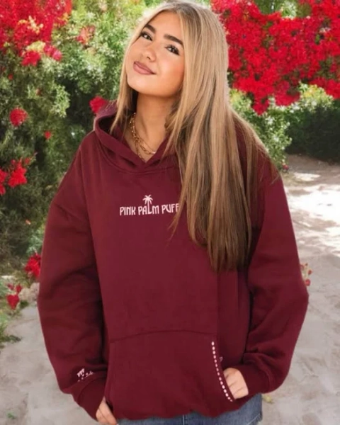 Pink Palm Puff Live in The Moment Hoodie