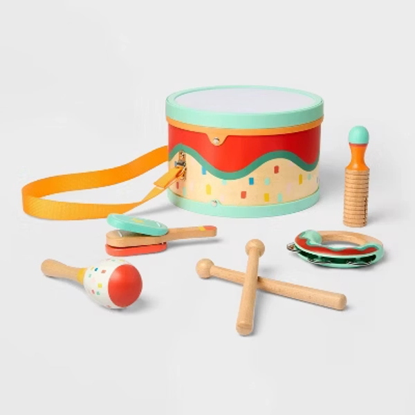Musical Instrument Set - 7pc - Gigglescape™: Metal, Plastic, Wood Percussion for Creativity, Problem Solving
