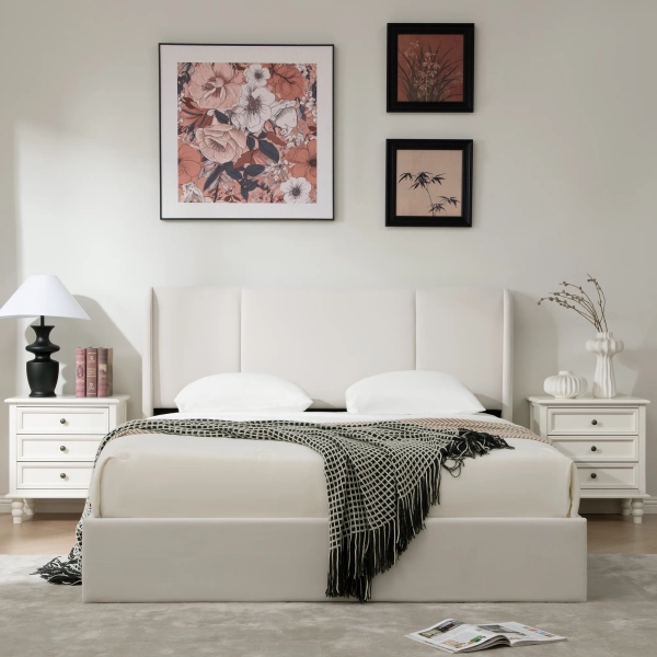 Latitude Run® Juanetta Hydraulic Lift Up Storage Wingback Upholstered Platform Bed & Reviews | Wayfair