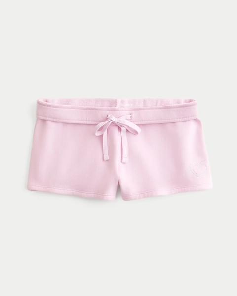 Heart Graphic Fleece Mini Shorts