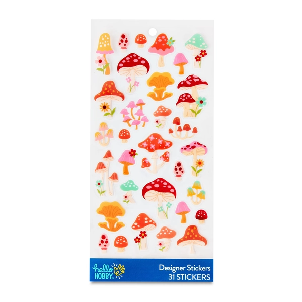 Hello Hobby Multicolor Mushrooms Designer Stickers, 31 Count - Walmart.com