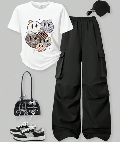 SHEIN Trendy Crew Neck Letter Print Two-Piece Set