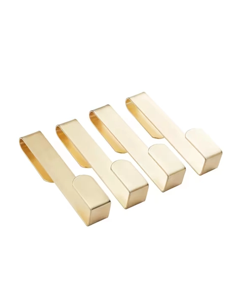 4 Pack Over The Door Hooks - Gold Look