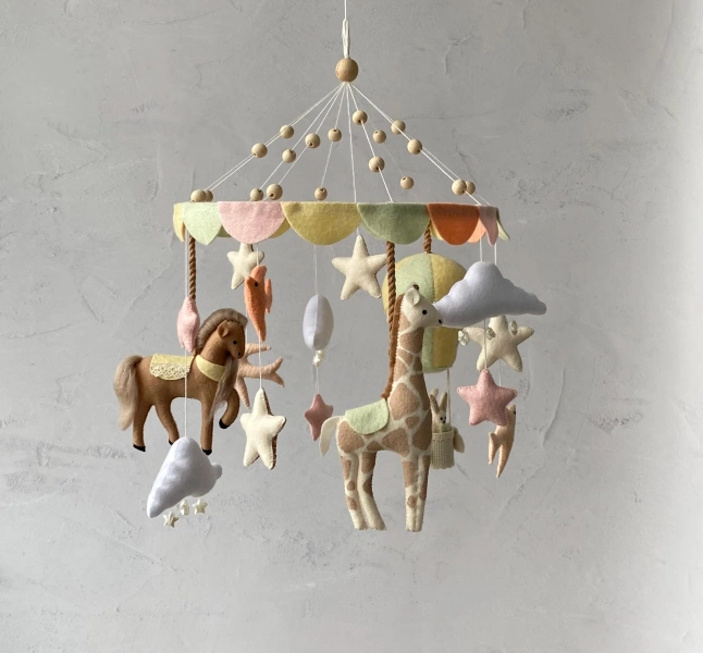 Girl baby mobile, carousel mobile, toddler girl decor, crib mobile, hanging nursery decor, custom mobile, baby shower present, new mom gift.