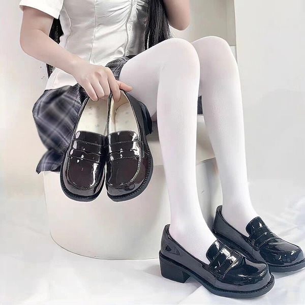Japanese Cute Lolita JK Uniform Shoes Patent Leather School Cosplay Shoes Womens