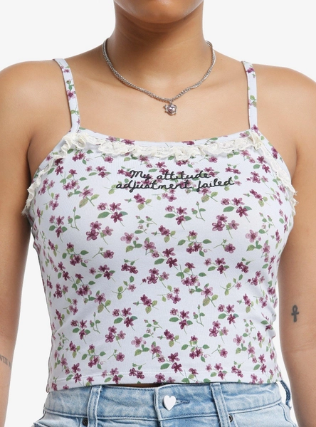 Sweet Society Floral Attitude Adjustment Girls Crop Cami