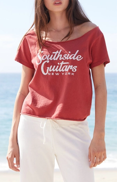 Red Southside Guitars Off-The-Shoulder Top