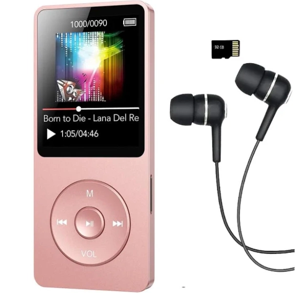 Mp3 Player with Bluetooth and 32gb TF Card,HiFi Music Player with Built-in Speaker,Earphones