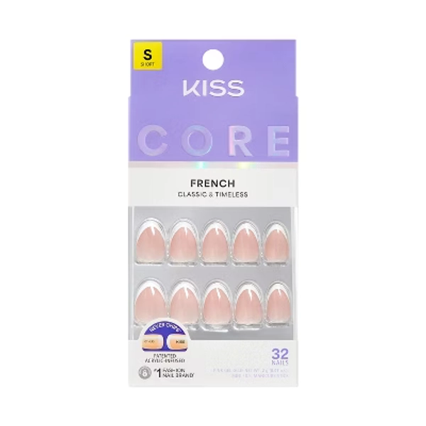 KISS Nails CORE Press-On Fake Nails - Short Almond - Passionate - 35ct