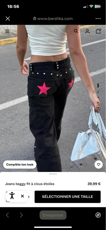 Jeans baggy fit à clous étoiles - Femme | Bershka