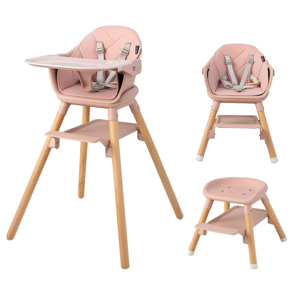 Baby Joy 6-in-1 Baby Highchair with Tray - Pink