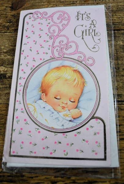 Vintage Original 1970s / 1980s Sealed Unused Greetings Card It's a Girl New Baby