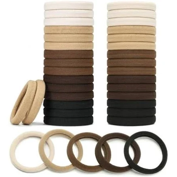Hair Ties Black 100Count Extra Thick 5cm, Bulk Elastic Hair Bands for Thick Heavy Hair, Seamless Hair Accessories for Girls Women, Ponytail Holder (