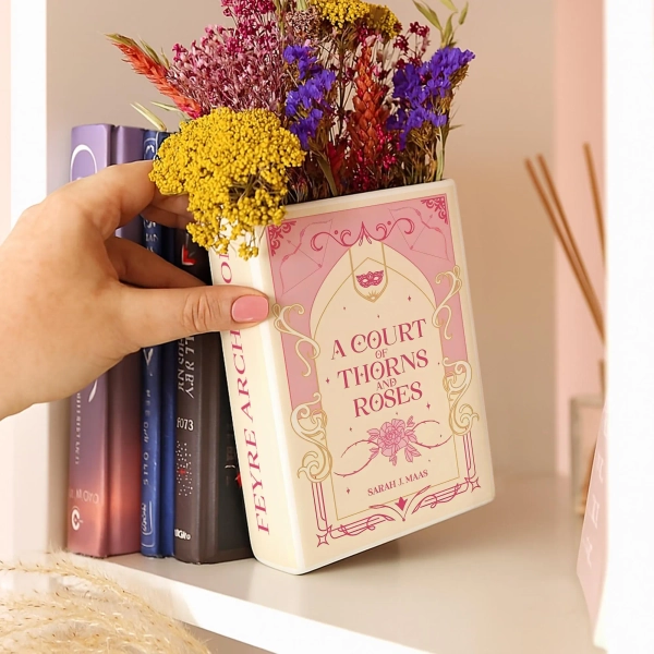 A Court of Thorns and Roses Ceramic Book Vase, Acotar Book Vase, Velaris Ceramic Book Vase, Fantasy Book Decore