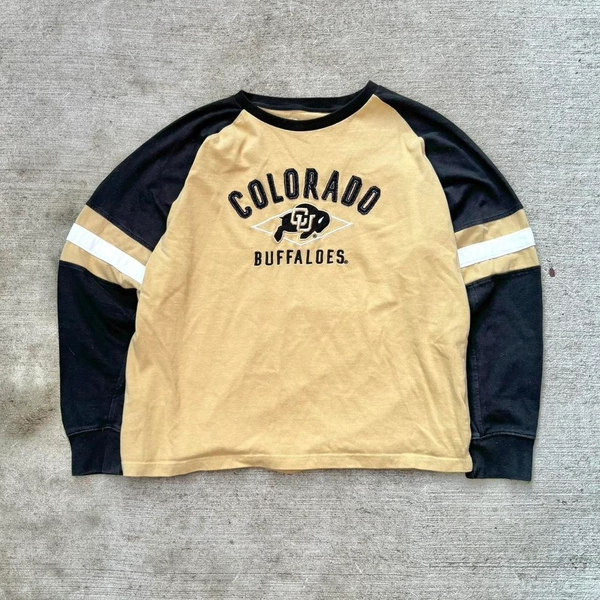 CU Buffs Embroidered Spellout Striped Long Sleeve...