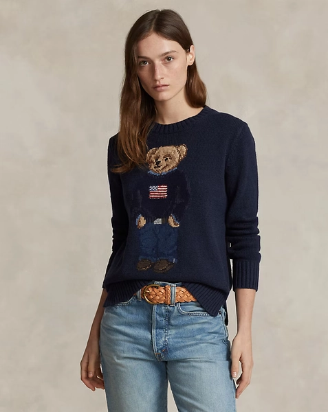 Leinen-Baumwoll-Pullover mit Polo Bear