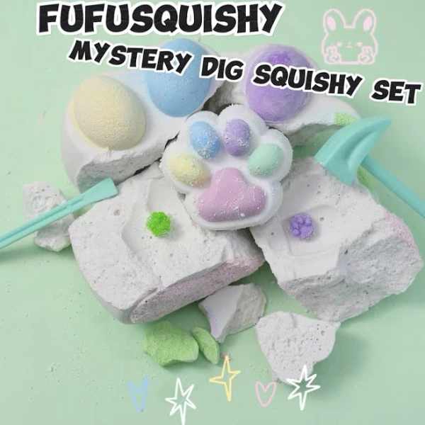 FUFUSQUISHY Giant Rainbow Cat Paw Squishy Dig Kit