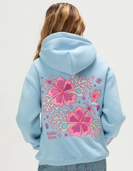 MALIBU SKYYE Hibiscus Girls Hoodie - BLUE