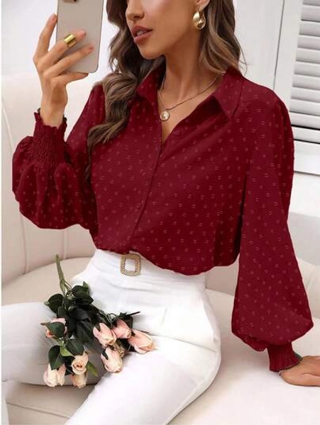 EMERY ROSE Women's Fashionable Casual Printed Cuff Sleeve Long Sleeve Shirt