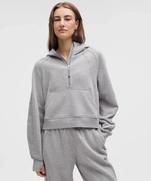 Scuba Oversized Half-Zip Hoodie - Heathered Core Medium Grey - XS/S