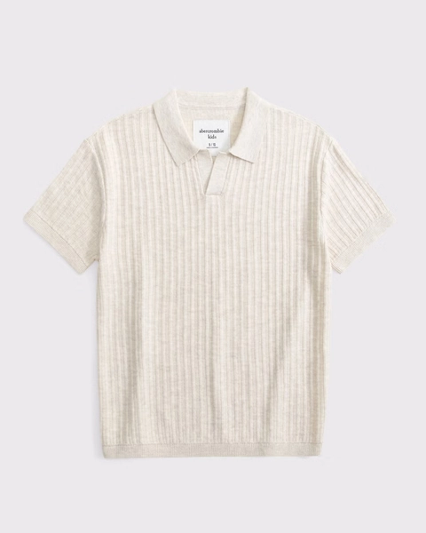 short-sleeve johnny collar sweater