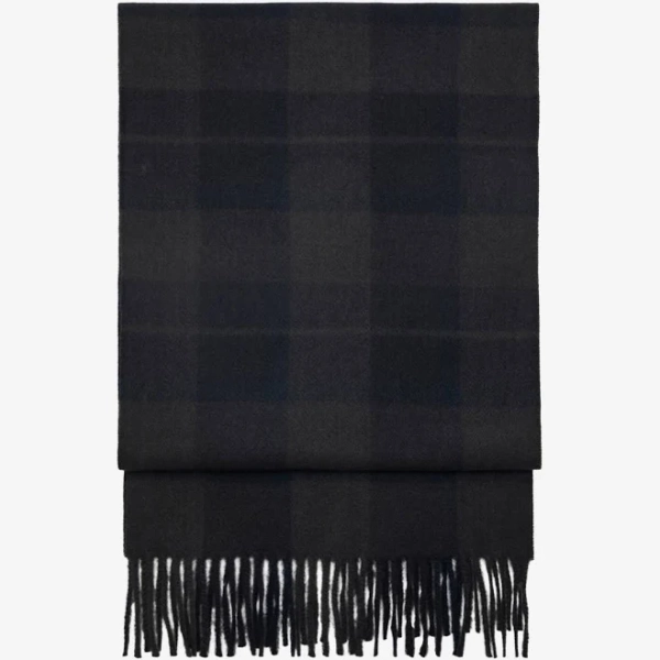MANGO Men's Check Fringed Scarf
