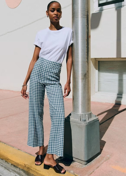 Pantalón JOCELYN - Vichy Azul Vintage Crudo